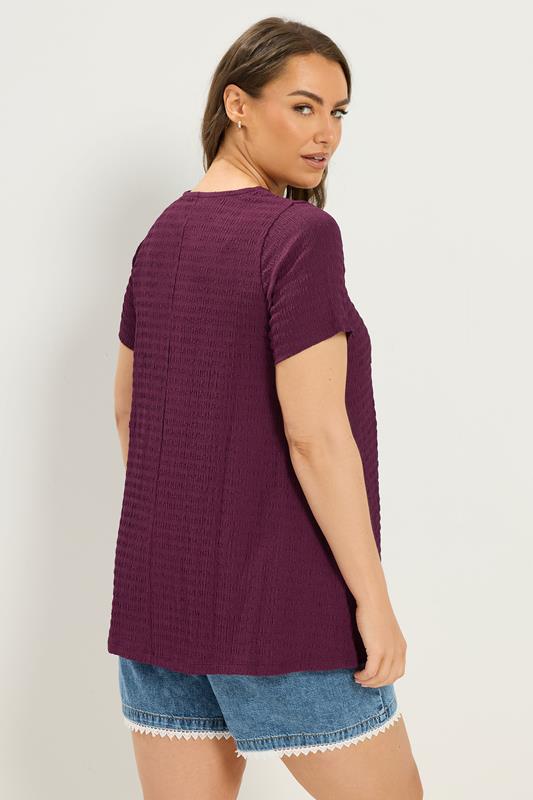 YOURS Plus Size Purple Textured Swing Top | Yours Clothing 2