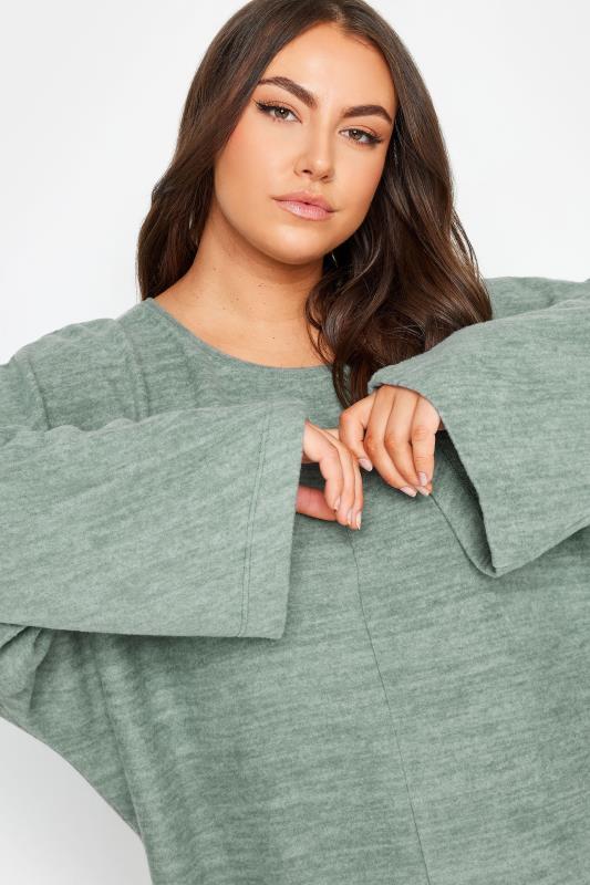YOURS Plus Size Green Batwing Sleeve Soft Touch Jumper | Yours Clothing 4