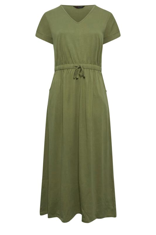 YOURS Plus Size Khaki Green Maxi T-Shirt Dress | Yours Clothing 6