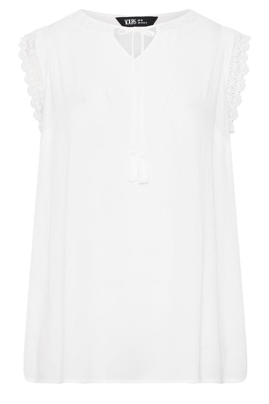 YOURS Plus Size White Tie Neck Blouse | Yours Clothing 5