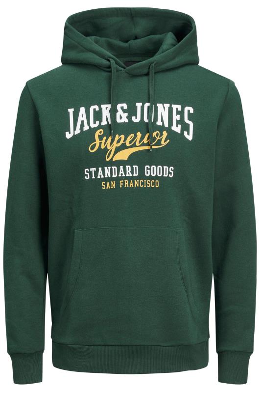 JACK & JONES Big & Tall Green Logo Sweat Hoodie | BadRhino  2