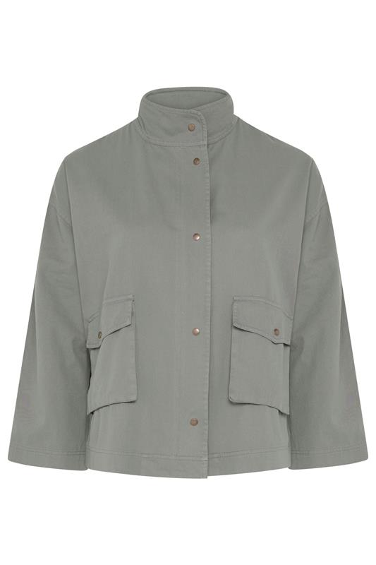 LIMITED COLLECTION Plus Size Stone Grey Funnel Neck Shacket | Yours Clothing 6
