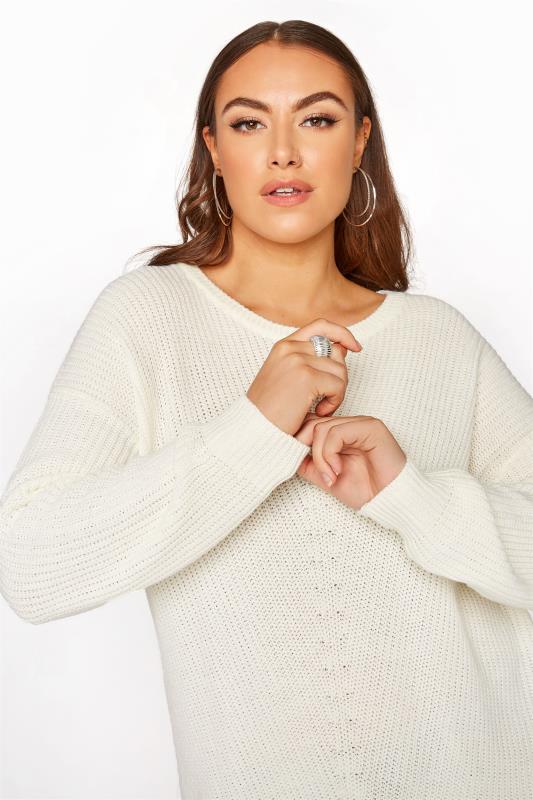Plus Size Curve Ecru Cream Essential Knitted Jumper | Yours Clothing  4