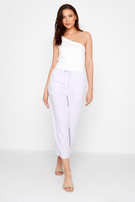 LTS Tall Lilac Purple Linen Blend Cropped Trousers 2
