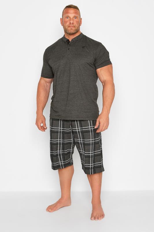 Men's  KAM Big & Tall Charcoal Grey T-Shirt and Shorts Lounge Set