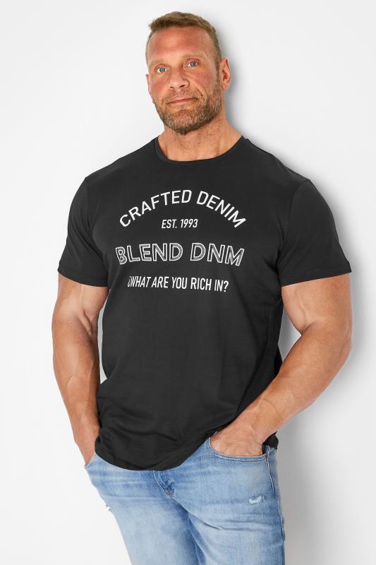 BLEND Big & Tall Black 'Crafted' Print T-Shirt 1