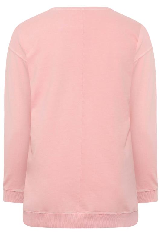 YOURS LUXURY Plus Size Pink Acid Wash 'Miami' Stud Embellished Sweatshirt | Yours Clothing 8