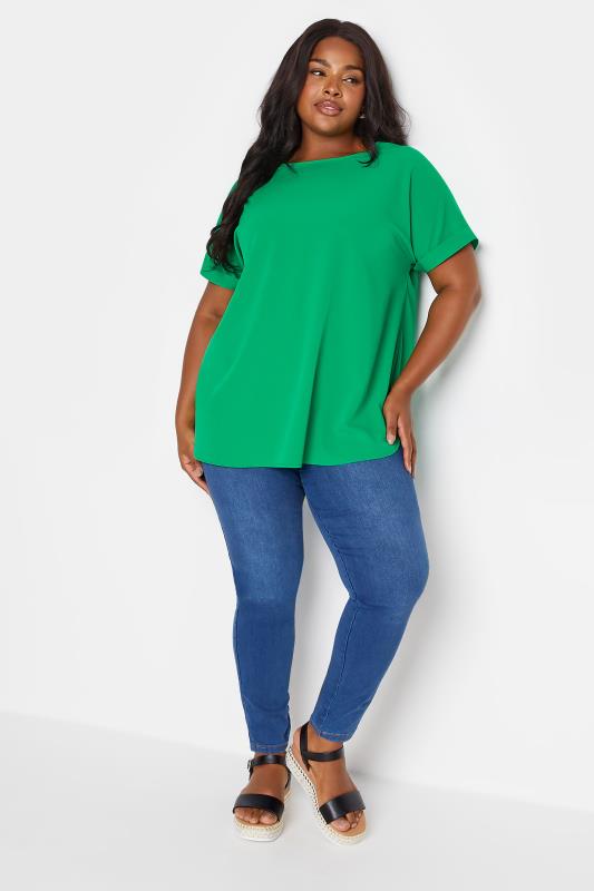 YOURS Plus Size Green Short Sleeve Blouse | Yours Clothing 2
