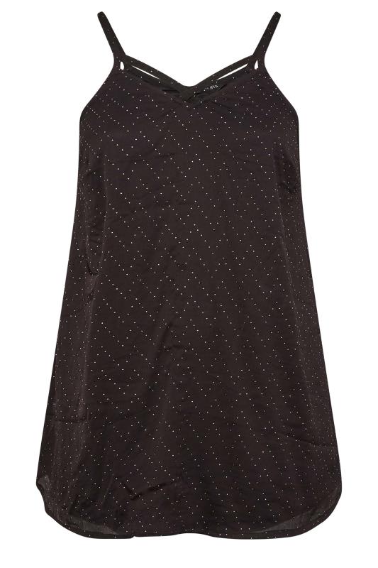 Plus Size Black Metallic Spot Swing Vest Top | Yours Clothing 6