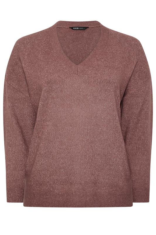 YOURS Plus Size Dark Pink V-Neck Soft Touch Jumper | Yours Clothing 6
