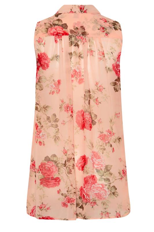 Curve Pink Floral Sleeveless Swing Blouse 7