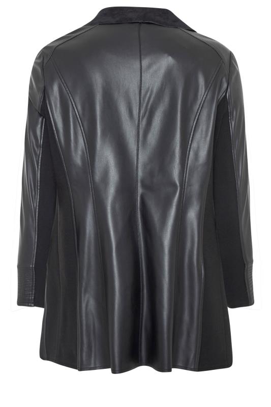Plus Size Black Waterfall Faux Leather Jacket | Yours Clothing 7