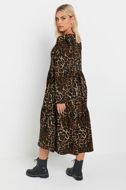 YOURS Plus Size Brown Leopard Print Textured Midaxi Dress | Yours Clothing 4