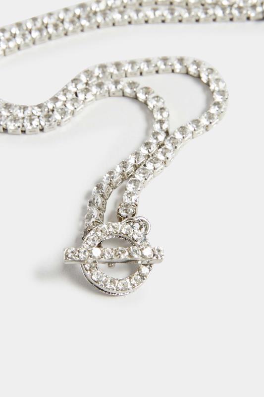 Silver Diamante Fob Choker Necklace 3