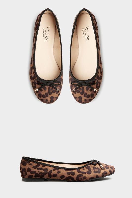 Brown Leopard Print Ballet Pumps In Extra Wide Fit 3