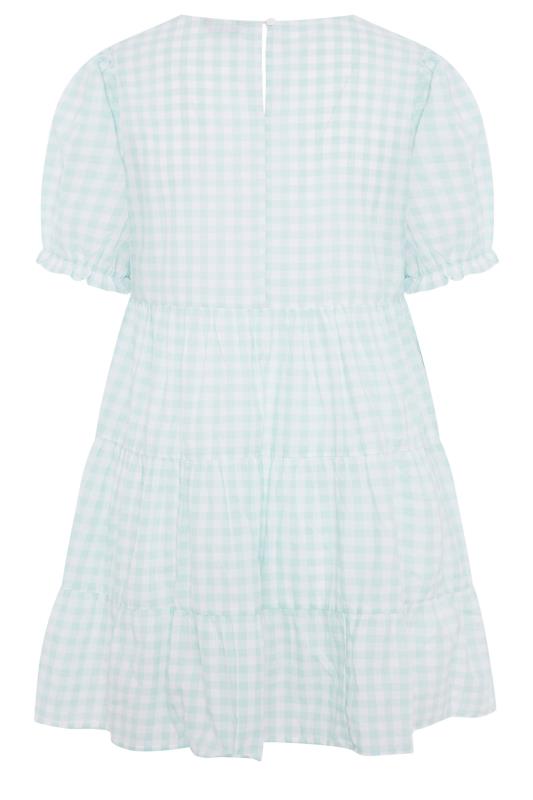 LIMITED COLLECTION Curve Mint Green Gingham Tiered Tunic Top 7