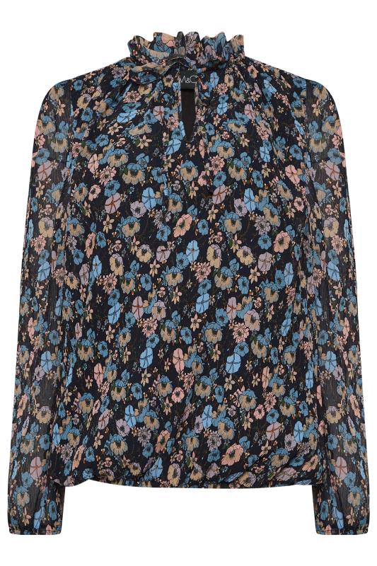 M&Co Navy Blue Floral Pleated Blouse | M&Co 6
