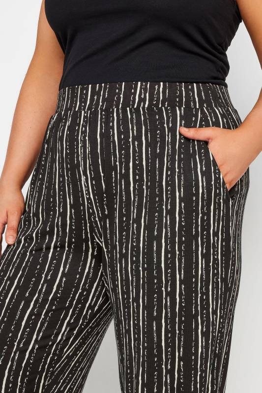 YOURS Plus Size Black Striped Harem Joggers | Yours Clothing 4