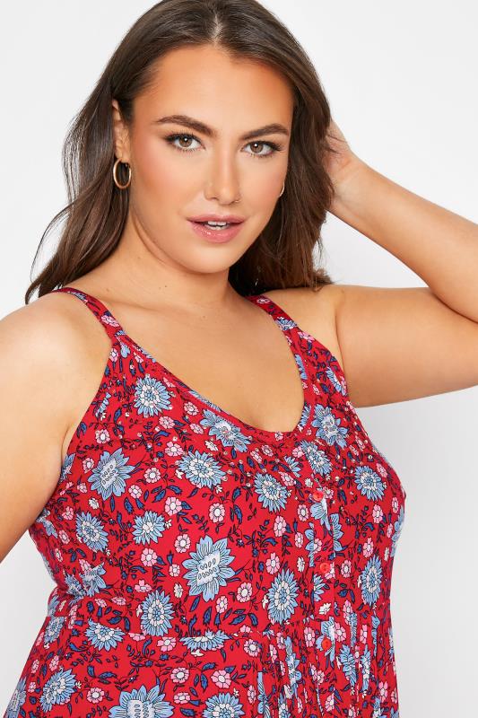 Plus Size Red Floral Hanky Hem Sundress | Yours Clothing 4