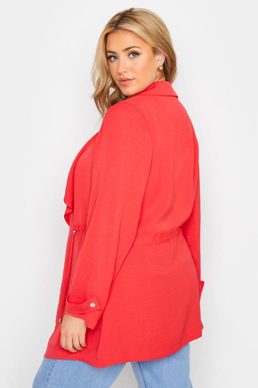 Plus Size Bright Red Waterfall Jacket | Yours Clothing  3