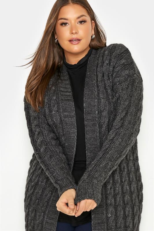 Curve Grey Cable Knit Cardigan 4