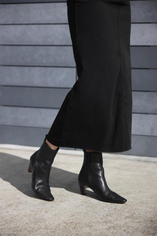 Tall  LTS Black Heeled Ankle Boot In Standard Fit