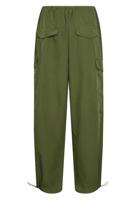 YOURS Curve Plus Size Khaki Green Cargo Parachute Trousers | Yours Clothing  6