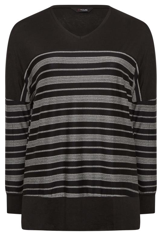 Plus Size Black Stripe Print Long Sleeve Top | Yours Clothing 6