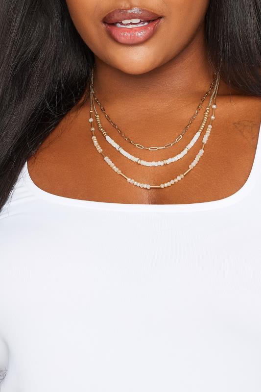 Plus Size  Gold Tone Beaded Layered Necklace