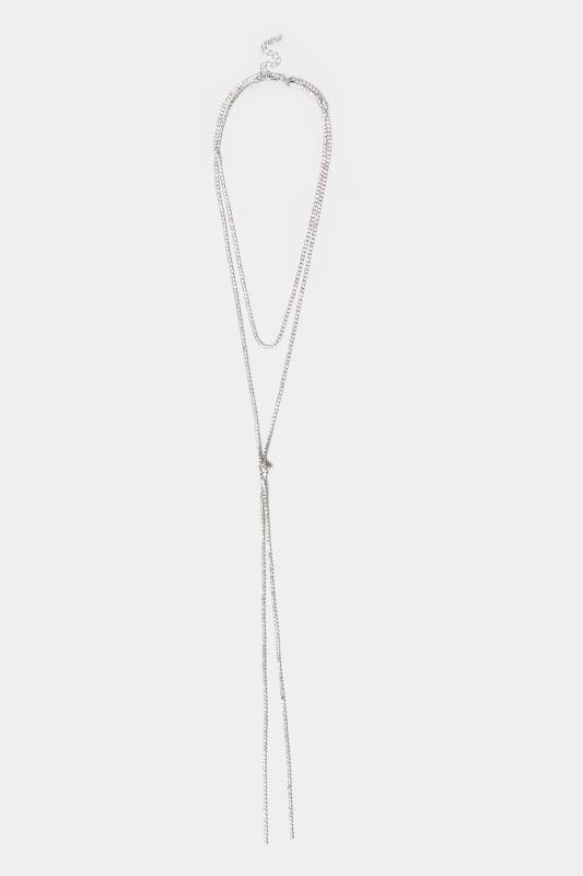 Silver Diamante Chain Knot Necklace | Yours Clothing 2