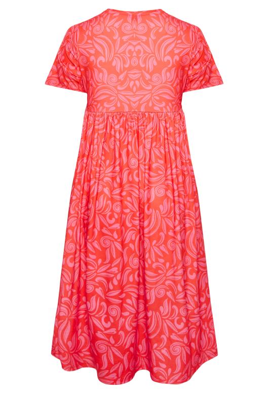 YOURS Curve Plus Size Hot Pink Abstract Print Smock Dress | Yours Clothing  6