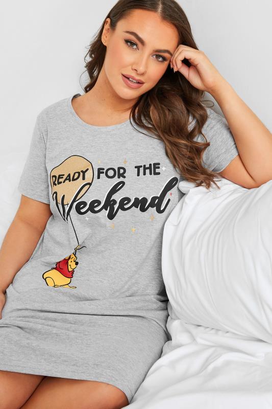 DISNEY Plus Size Grey Winnie The Pooh Balloon Nightdress | Yours Clothing 4
