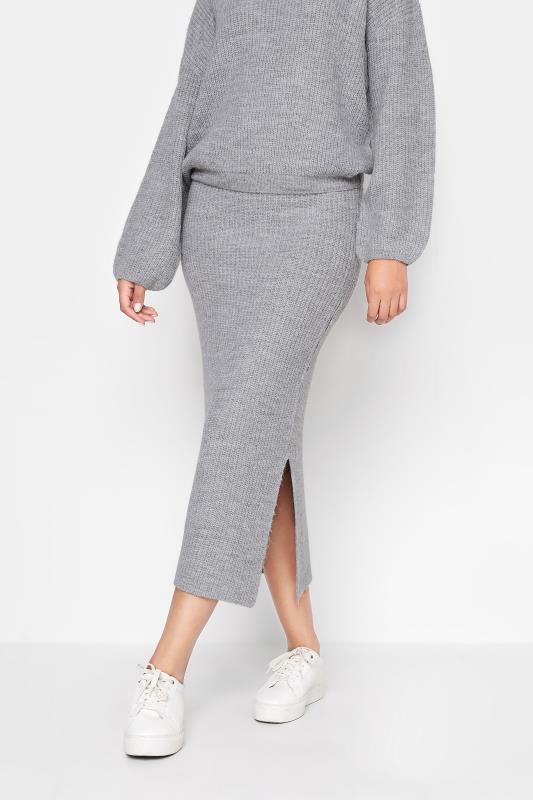  LTS Tall Grey Midi Knitted Skirt