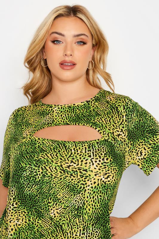 Curve Green Animal Print Cut Out Top 4
