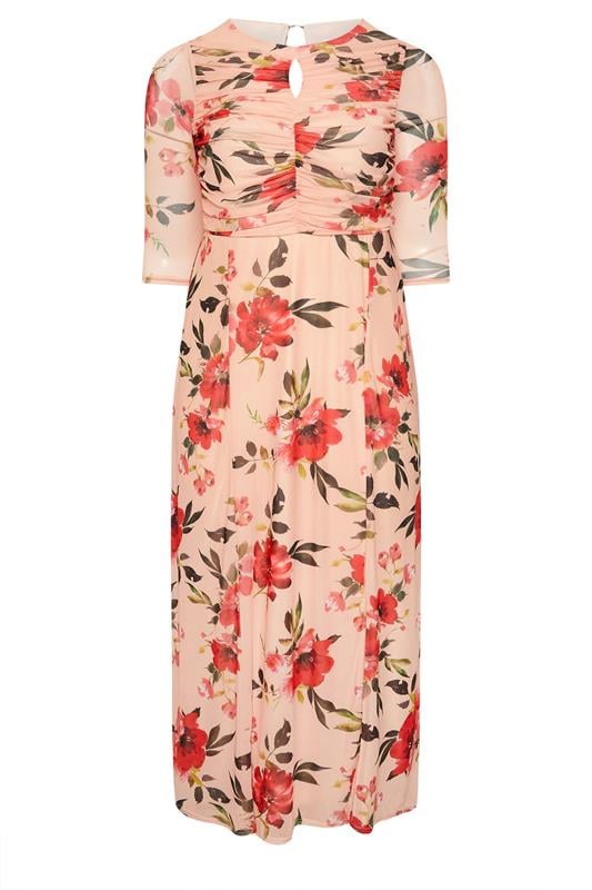 YOURS LONDON Plus Size Orange Floral Keyhole Detail Maxi Dress | Yours Clothing 5