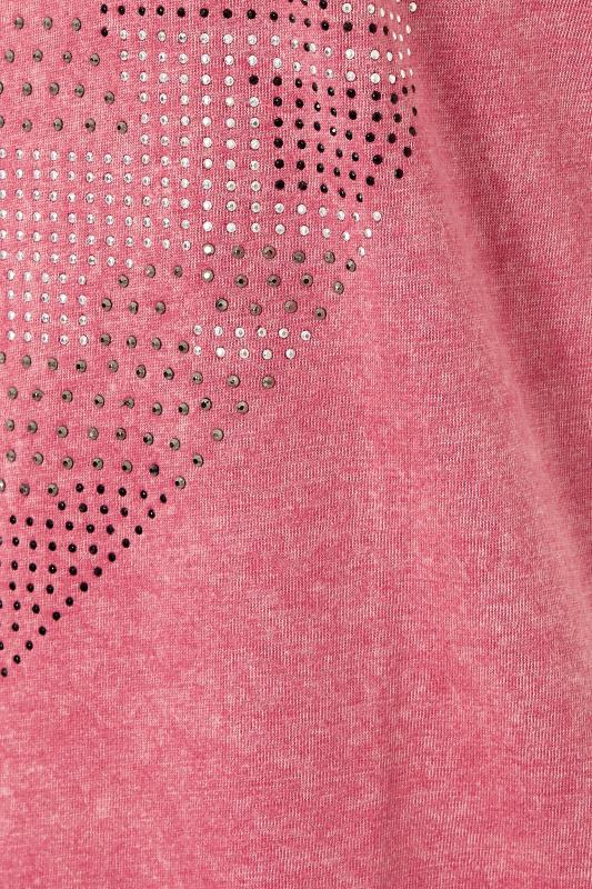 Curve Pink Camo Embellished Dipped Hem T-Shirt 5