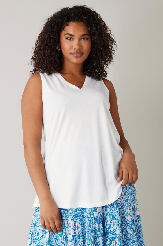 EVANS Plus Size White Modal Rich Vest Top | Evans 1