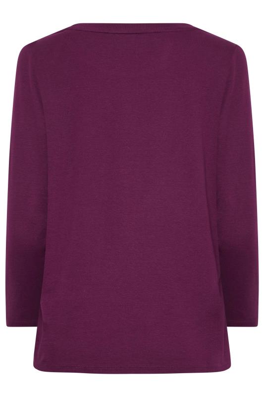 M&Co Purple Long Sleeve Cotton Blend Top | M&Co  7