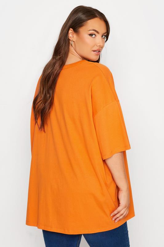 Plus Size Orange Oversized Boxy T-Shirt | Yours Clothing 3