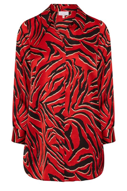 YOURS LONDON Plus Size Red Zebra Print Satin Shirt | Yours Clothing 6