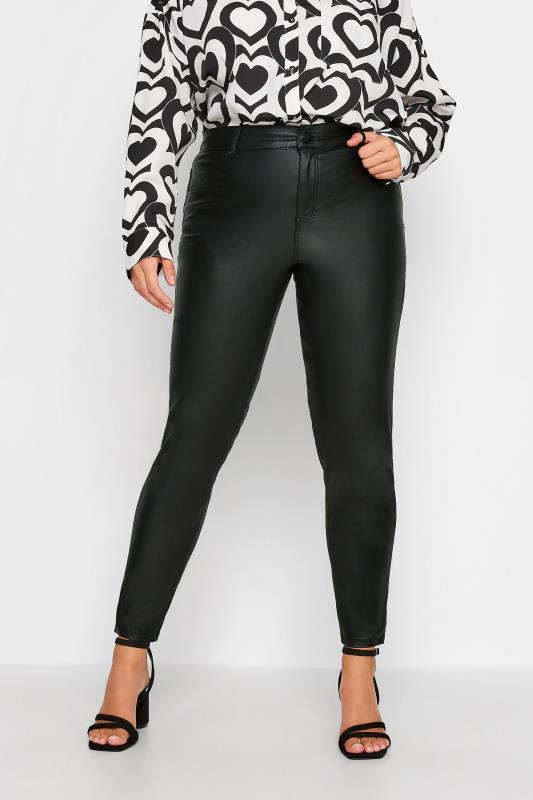 Plus Size Black Coated Skinny Stretch AVA Jeans | Yours Clothing 2
