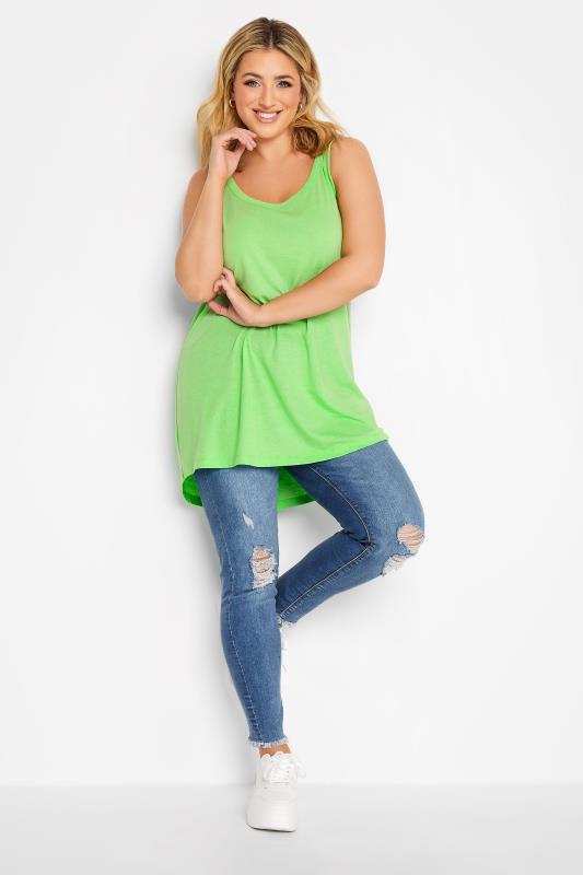 YOURS Plus Size Bright Green Basic Vest Top | Yours Clothing  2