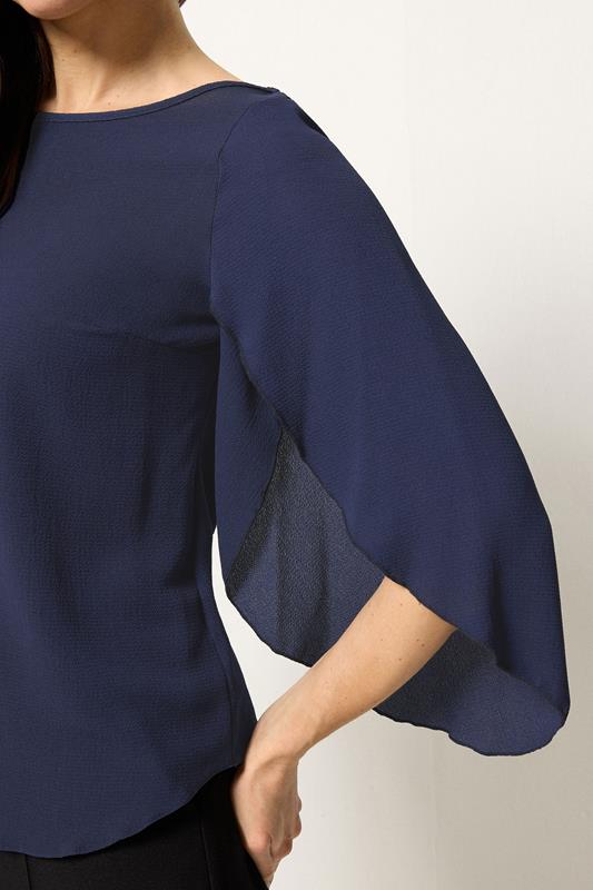 M&Co Navy Blue Long Angel Sleeve Blouse | M&Co 4