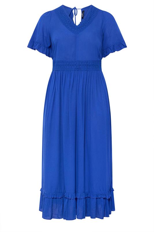 YOURS Plus Size Cobalt Blue Crochet Maxi Dress | Yours Clothing 5
