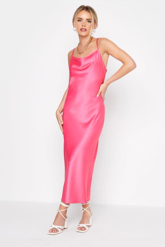 Petite  Petite Hot Pink Satin Slip Dress