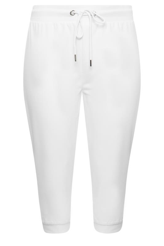 YOURS Plus Size White  Cropped Stretch Joggers | Yours Clothing 4