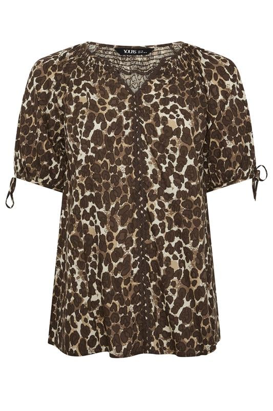 YOURS Plus Size Brown Leopard Swirl Detail Blouse | Yours Clothing 5