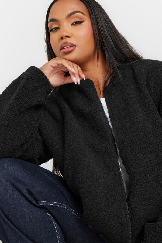 Plus size teddy bomber jacket on sale