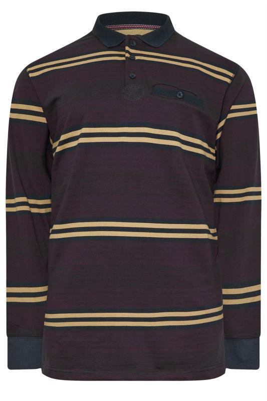 KAM Navy Long Sleeve Rugby Striped Polo Shirt | BadRhino 3