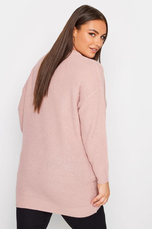 Curve Plus Size Womens Light Pink Long Sleeve Knitted Jumper | Yours Clothing 3